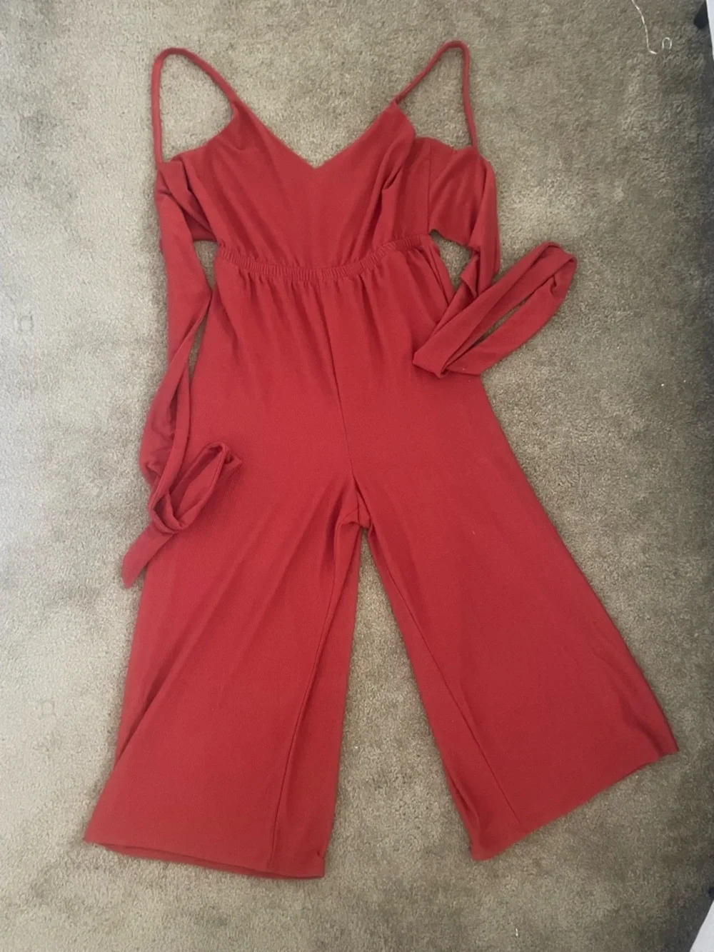 Loft Wide-Leg Jumpsuit with Spaghetti Straps spring boho size large READD>>> - Picture 2 of 12